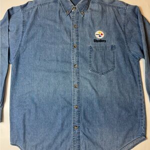 Steelers Men's Casual Denim Blue Shirt